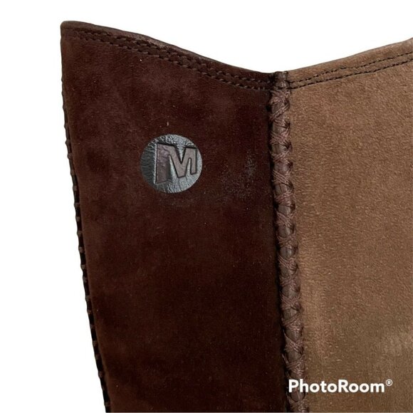 Merrell 5.5 Women’s Encore Stitch Boot Espresso Brown Leather Shearling Lined - Picture 3 of 7